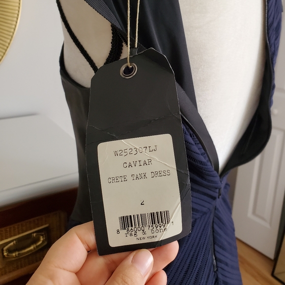 Rag & bone caviar crete tank skater navy blue dres - Picture 3 of 7